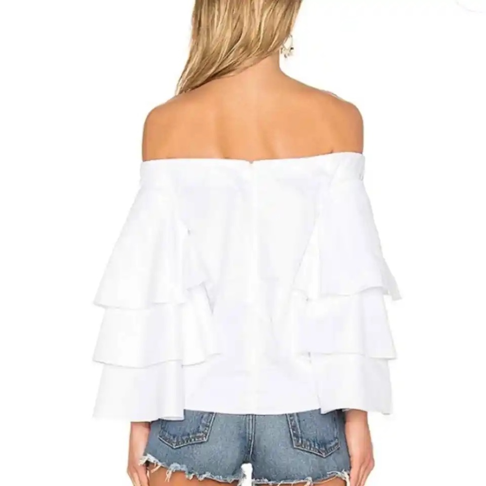 Revolve Endless Rose Tiered Bell‎ Sleeve Off The Shoulder Top - Picture 5 of 13